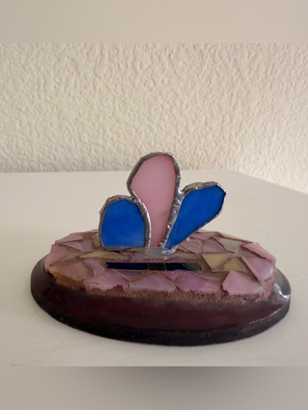 Pink and Blue Stained Glass Mosaic Accent Decor - Picture 2 of 3